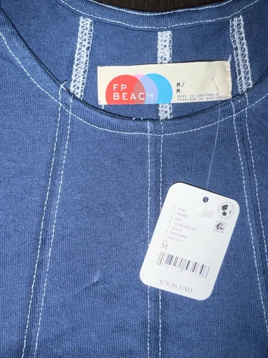 Free People Indigo Blue Contrast-Stitch Tank - Picture 7 of 8